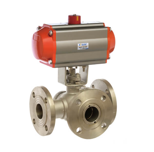 Pneumatic Flange Type 3 Way Ball Valve